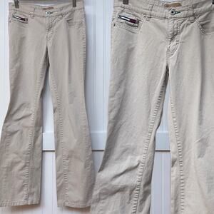 Tommy Jeans Junior's 5 Beige Bootcut Khakis Pants Low Rise Stretch Y2K Style